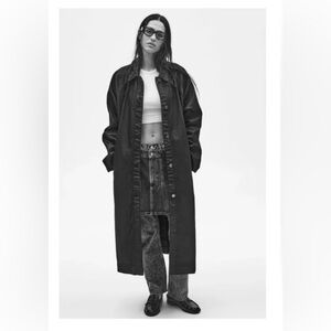 Zara TRF OVERSIZED COATED DENIM TRENCH. Black. Sizes XS-S, M-L. New with Tags.